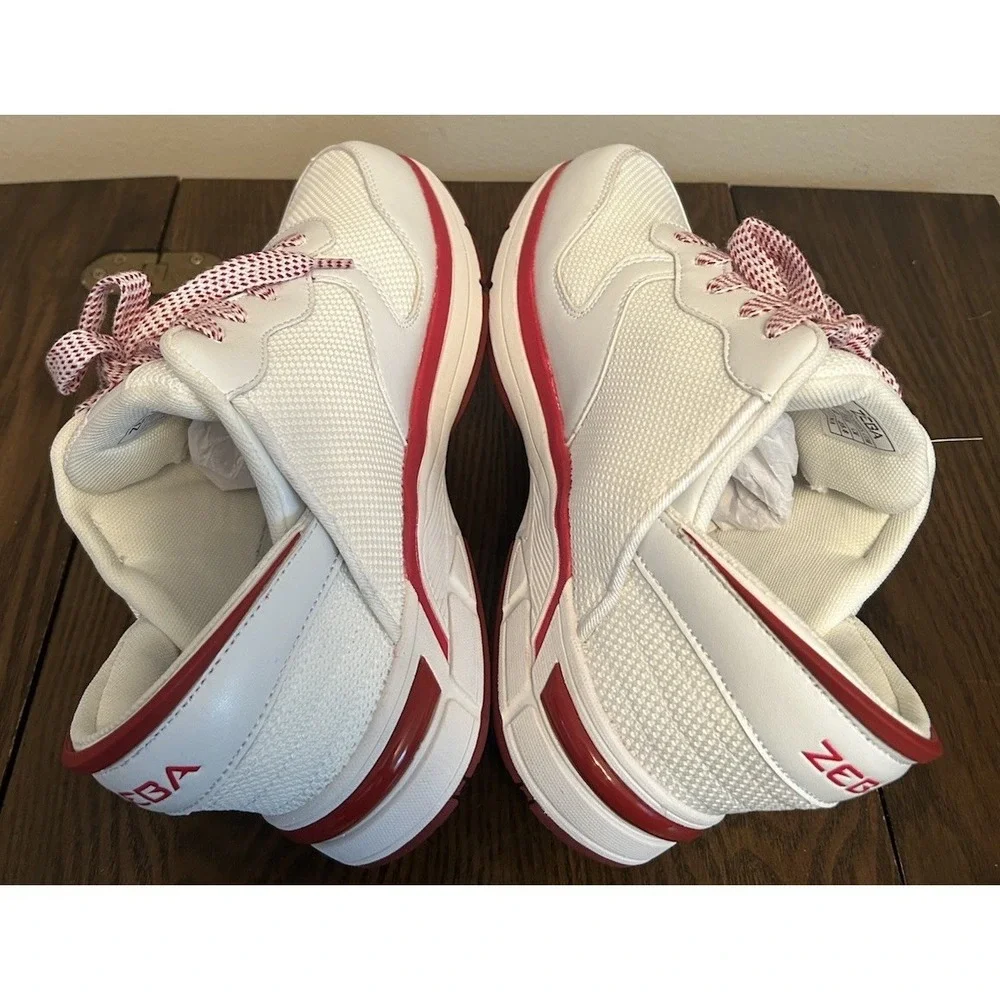ZEBA Shoes Men's Size 9.5 White Red Hand Free Slip On Comfort Sneakers With BOX‎